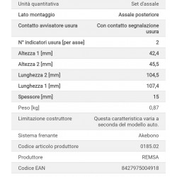 PASTIGLIE FRENO TOYOTA  REMSA 9379