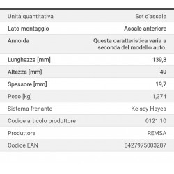 PASTIGLIE FRENO VOLKSWAGEN  REMSA 9246