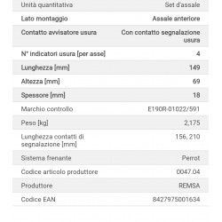 Pastiglia freno REMSA 0047.04