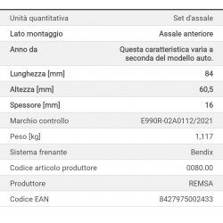 Pastiglia freno REMSA 0080.00
