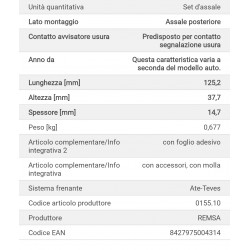 Pastiglia freno REMSA 0155.10