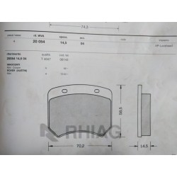 Pastiglia freno wva  20054   14.5